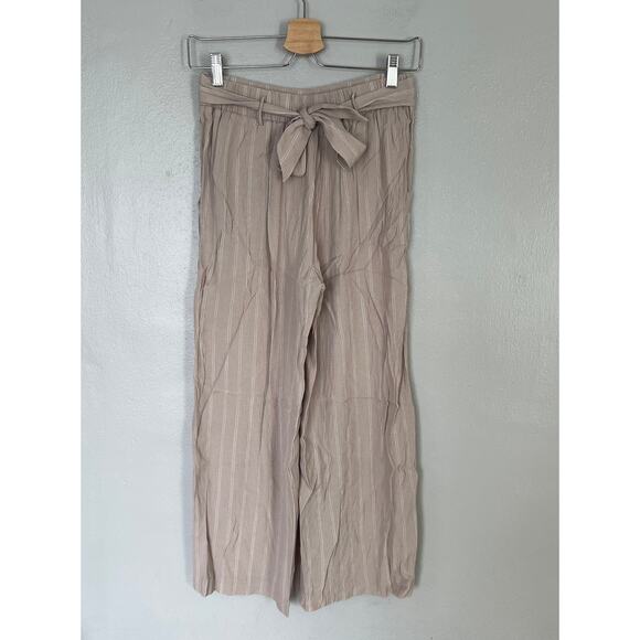 Aritzia Wilfred Faun Crepe Crop Pants Ashen Tan Tie Back Women’s Size S Wide Leg - Picture 3 of 13